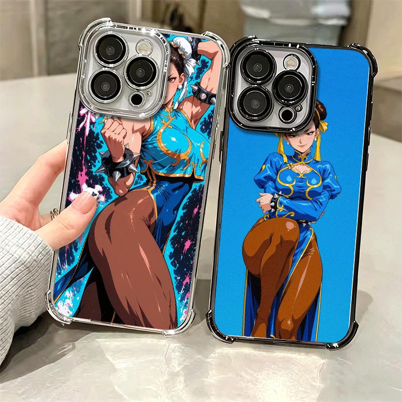 ChunLi S-Street F-FighterS Plating Phone Case For Iphone 16 17 Pro Max Air 16E 14 15 Plus 12 13 Mini Anti-Fall Airabag Cover