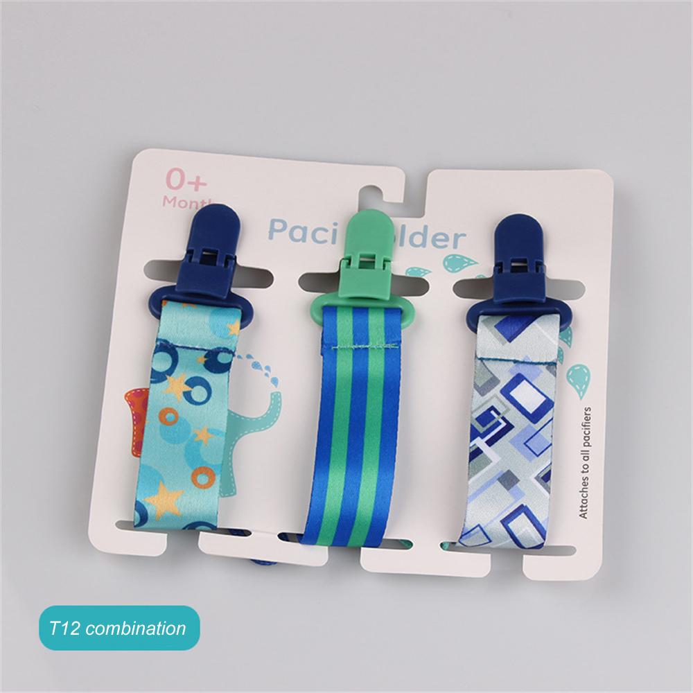 3Pcs/Pack Fixed Button Baby Pacifier Clips Chains Ribbon Dummy Soother Holder Chains Anti-drop Buckle Strap for Pacifier Baby Feeding Gift
