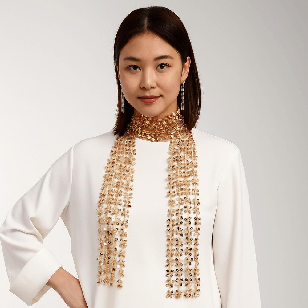 Sequins Belly Dancing Scarf Flower Shape Waist Chain Neck Wrap Sequin Scarf  Belly Dancing Belt