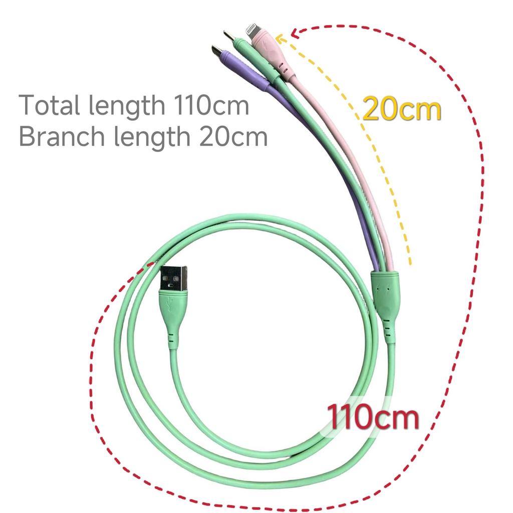 USB-кабель для зарядки GIMIRO 3 в 1. Кабель для быстрой зарядки типа C. Совместим с большинством смартфонов. 120 см, цветной.