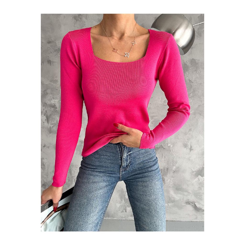 Женский трикотаж с квадратным воротником, сезонный свитер