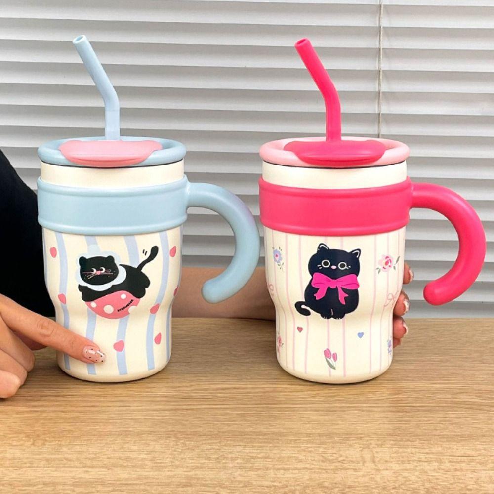 Stainless Steel Cat Thermos Cup Portable Coffee Mug Fashion Insulation Cup  Office