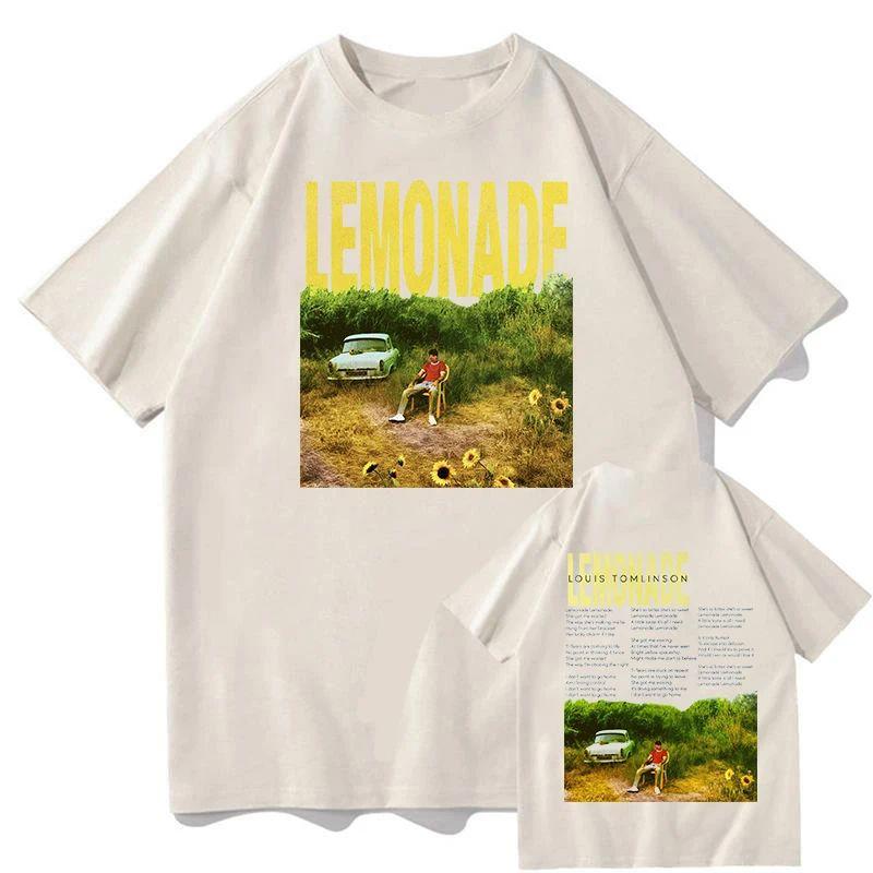 Винтажная мода Хип-хоп Оверсайз Хлопковые футболки Louis Tomlinson Lemonade Tour 2025 Мерч Футболки Мужские Женские Рок Уличная одежда