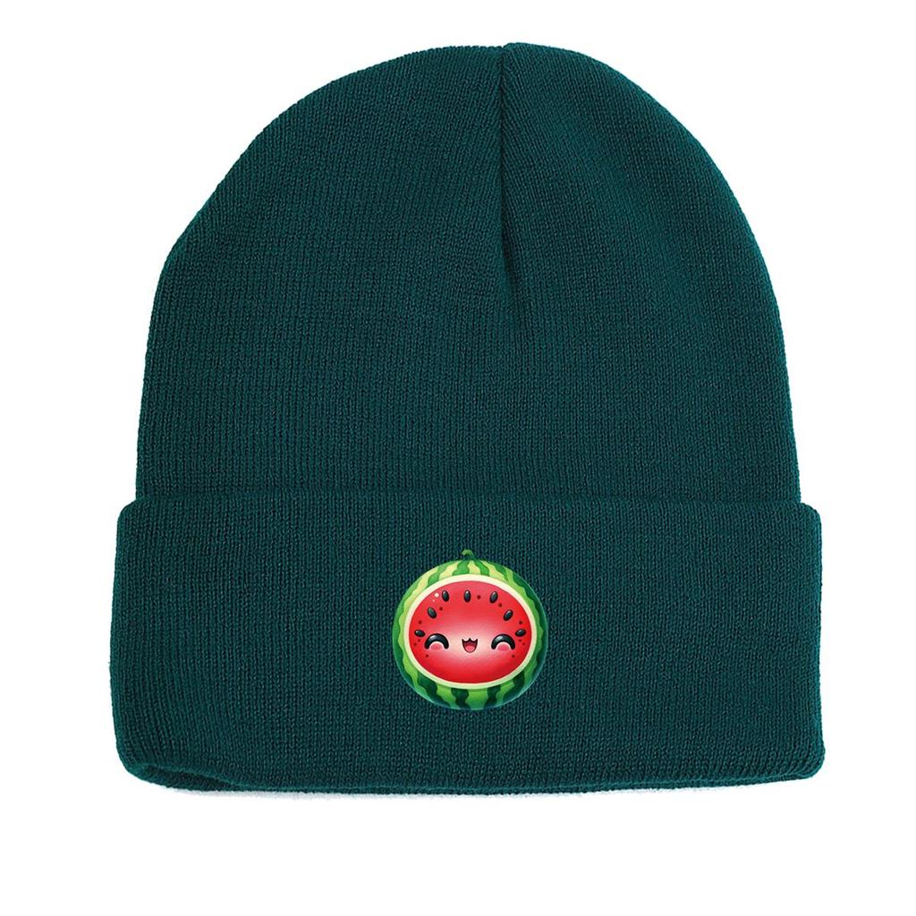 Cartoon Watermelon Winter Knitted Hat Beanie, Fruit Skull Cap Thermal Stretchy Sporting Headwear Knitted Cap Beanie