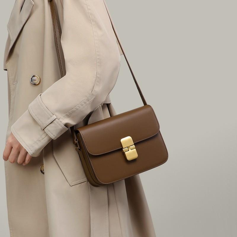 Bag Women'S Bag Popular Crossbody Underarm Small Square Bag Leather Maillard Shoulder Tofu Bag