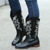 Ковбойские женские ботинки в стиле вестерн, осенне-зимняя брендовая новинка, крутая модная женская обувь до середины икры с вышивкой в ​​стиле пастушка, сапоги