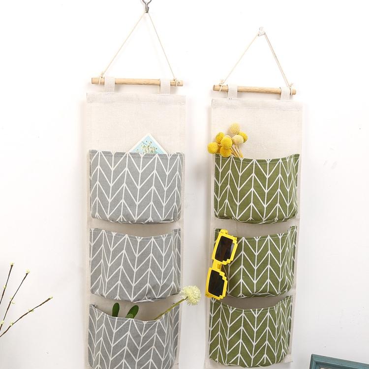 Creative Cotton and Hemp Waterproof Storage Hanging Bag Hanging Multi Layer Hanging Pocket Fabric Door Rear Sundry Storage Bag Storage Bag