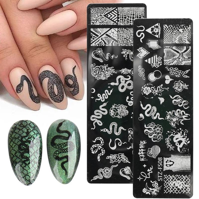 1 Pc Snake Nail Art Stamping Plates Wild Animal Prints Leopard Tiger Skins Nail Stencils Flower Lace Stamping Templates