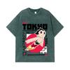 Стиранные футболки 275 г/м² 100% Хлопок Принт Astro Boy V2 Унисекс Тяжелая хлопковая футболка