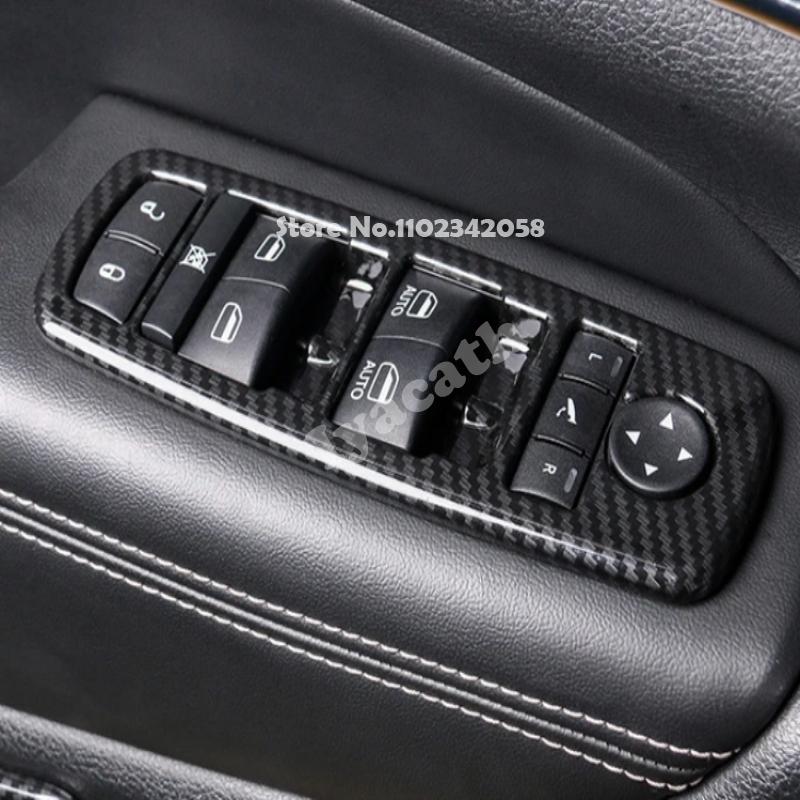 For Jeep Grand Cherokee WK2 2011- Interior ABS carbonfiber Car Window Lift Button Glass control Switch Panel Cover stikcer