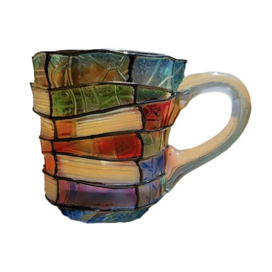 Picture Book Cup 3D Book Stacking Mug Hand-Drawn Literary Coffee Cup for Book Lovers Teachers Librarians
