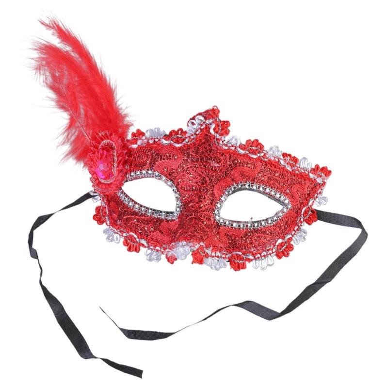 Masquerade Mask Wedding Carnival Party Performance Costumes Sex Lady Lace Mask Venice Feather Sexy Halloween Mask Gift