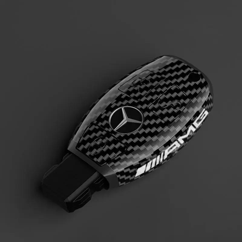 Кольца для ключей автомобиля в стиле карбон из АБС-пластика для Mercedes Benz AMG A B C E S Class W204 W205 W212 W176 GLC CLA W177 Чехол-обложка для ключа автомобиля BD1