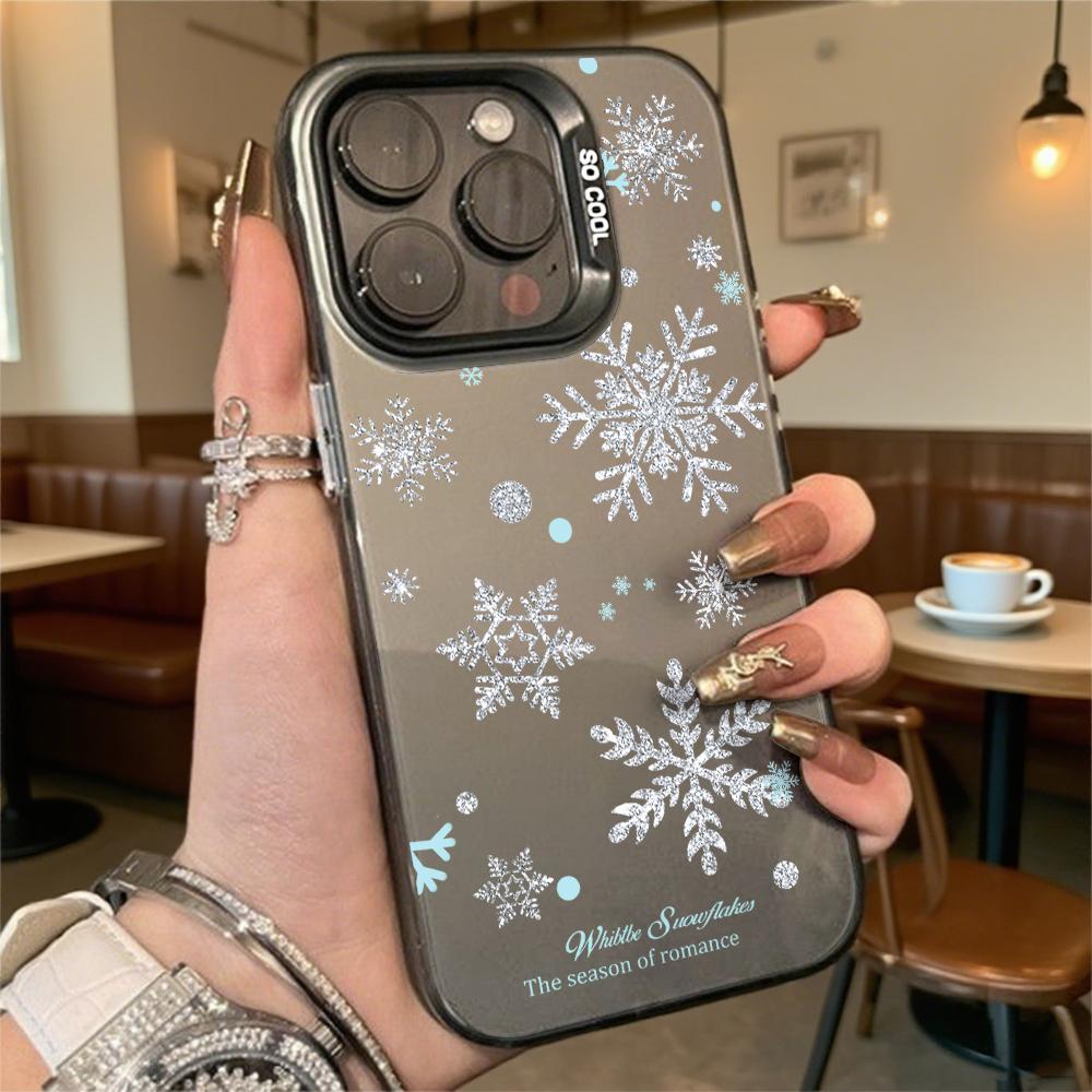 Silver Snowflakes Shockproof Phone Case for Iphone 16 15 14 13 12 11 Pro Max/Mini Anti-Scratch Premium Hard Cover