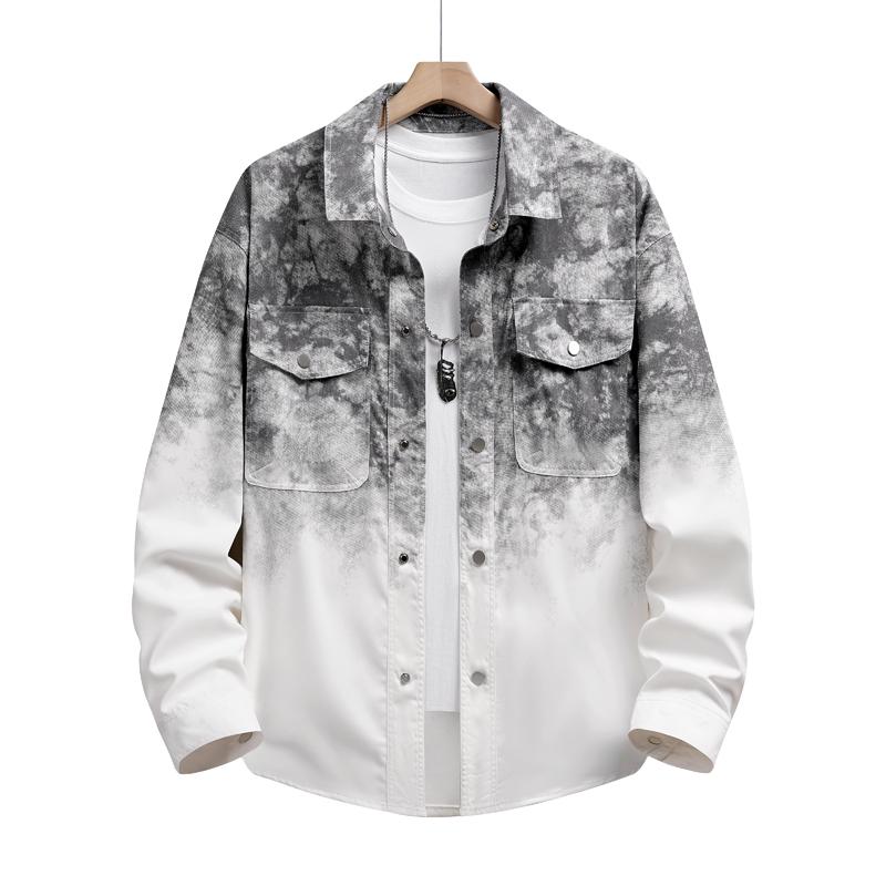 Градиентная рубашка Американский ретро градиентная клетчатая рубашка Мужская весенне-осенняя новинка Ленивый стиль Свободная трендовая куртка для пары