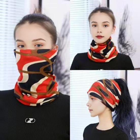 Women Thermal Hat Cycling Neck Warmer Lightweight Colorful Printing Headband High Elasticity