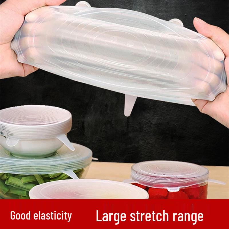 6-Piece Transparent Silicone Food Covers - Heat & Freshness Sealing Set