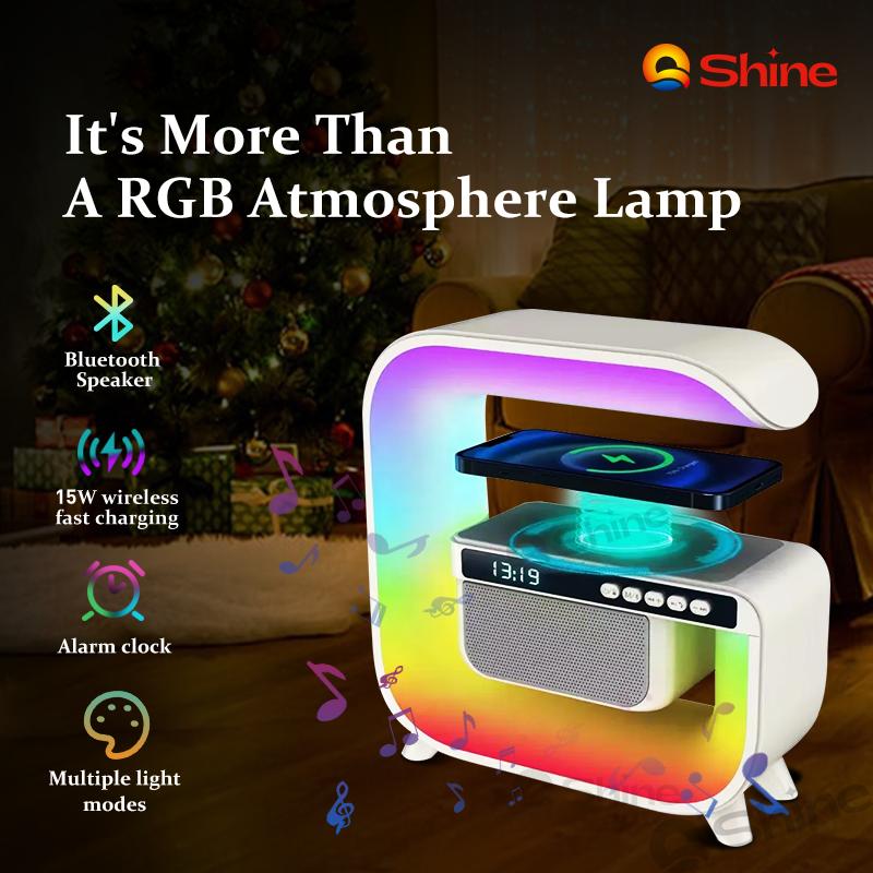 Новый умный RGB атмосферный ночник беспроводной быстрой зарядки будильник Bluetooth музыкальный динамик для спальни дома