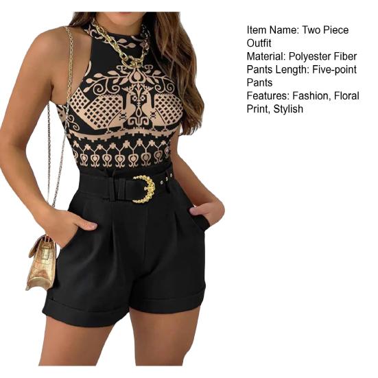 Женский комплект из двух частей, короткий, без рукавов, круглый вырез, жилет, топ с высокой талией