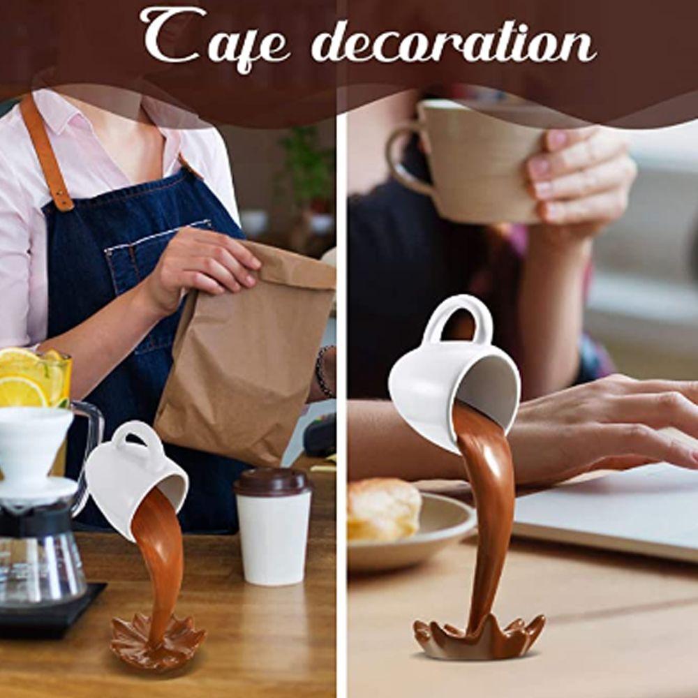 Lover Creative Home Decor Sculpture Pouring Liquid Coffee Mug Floating Coffee Cup Kitchen Decor