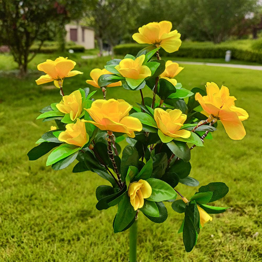 Solar Garden Light Silk Flower Decoration Solar Powered Flower Lights for Outdoor Garden Decor Realistic Design Easy for Patio
