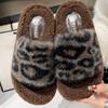 Low Flat Shoes Female Shallow Woman's Slippers Winter Footwear Luxury Slides Fur Flip Flops 2024 Designer Plush Leopard Rubber F