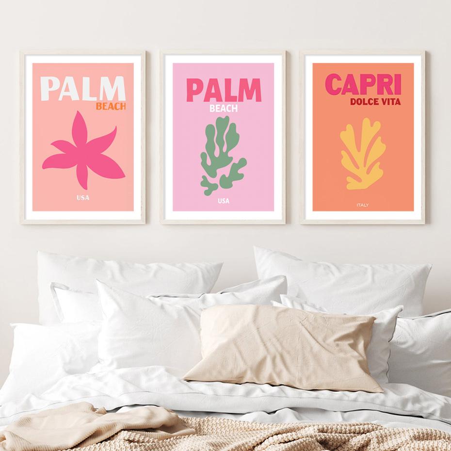 Знаменитый Город Путешествий Майами Бонди Пальмы Капри Настенное Искусство Холст Живопись Абстрактные Постеры Принты Картины Для Гостиной Домашний Декор