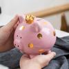 Ceramic Crown Pig Piggy Bank Golden Dot Cartoon Pig Coin Money Bank
