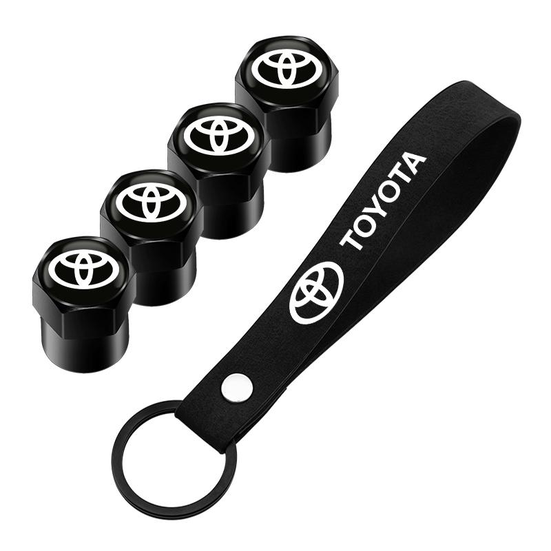 Car interior stickers Car Tire Valve Stem Air Caps Anti-theft Cover +Key Chain For Toyota Camry Yaris Hilux