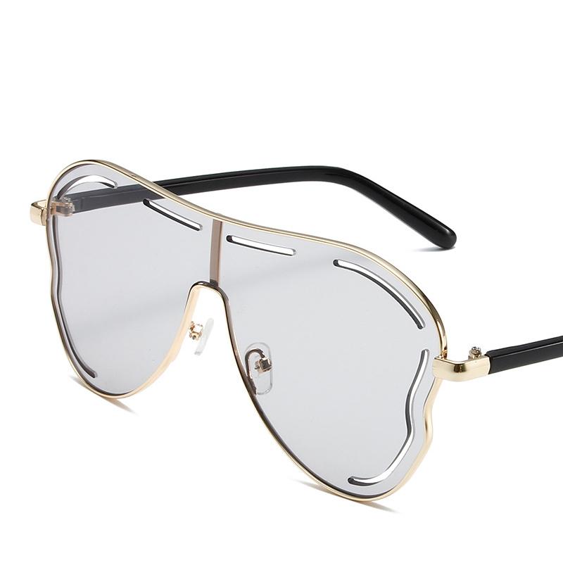 Oversized Hollow One-Piece Sunglasses Women Big Frame 2025 Luxury Brand Special-Shaped Sun Glasses For Ladies Eyewear Shades