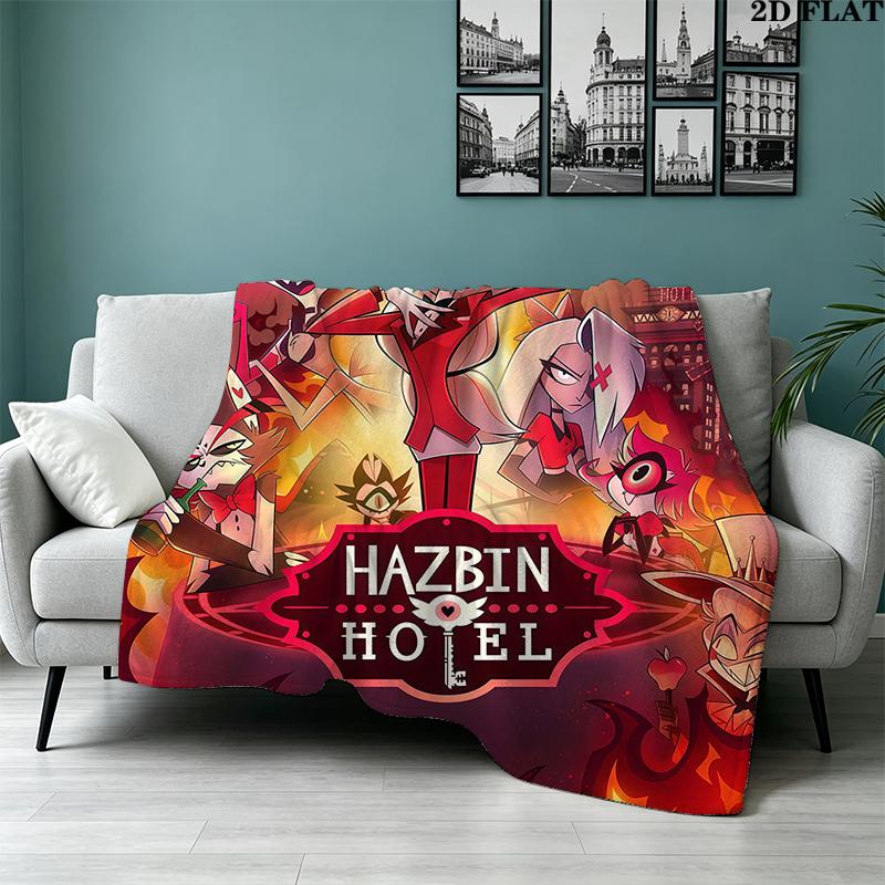 Hazbin Hotel Print Flannel Blanket High Quality Warm Comfortable Cover for All Seasons Perfect for Gifts Home Decor