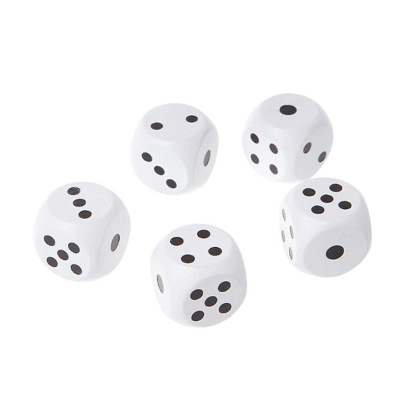 5Pcs 20mm White Black Spots Digital Dice 6 Sided Wooden Dice Children Puzzle Dice Toy Board Game Props KTV Bar Dice Kit 24BD