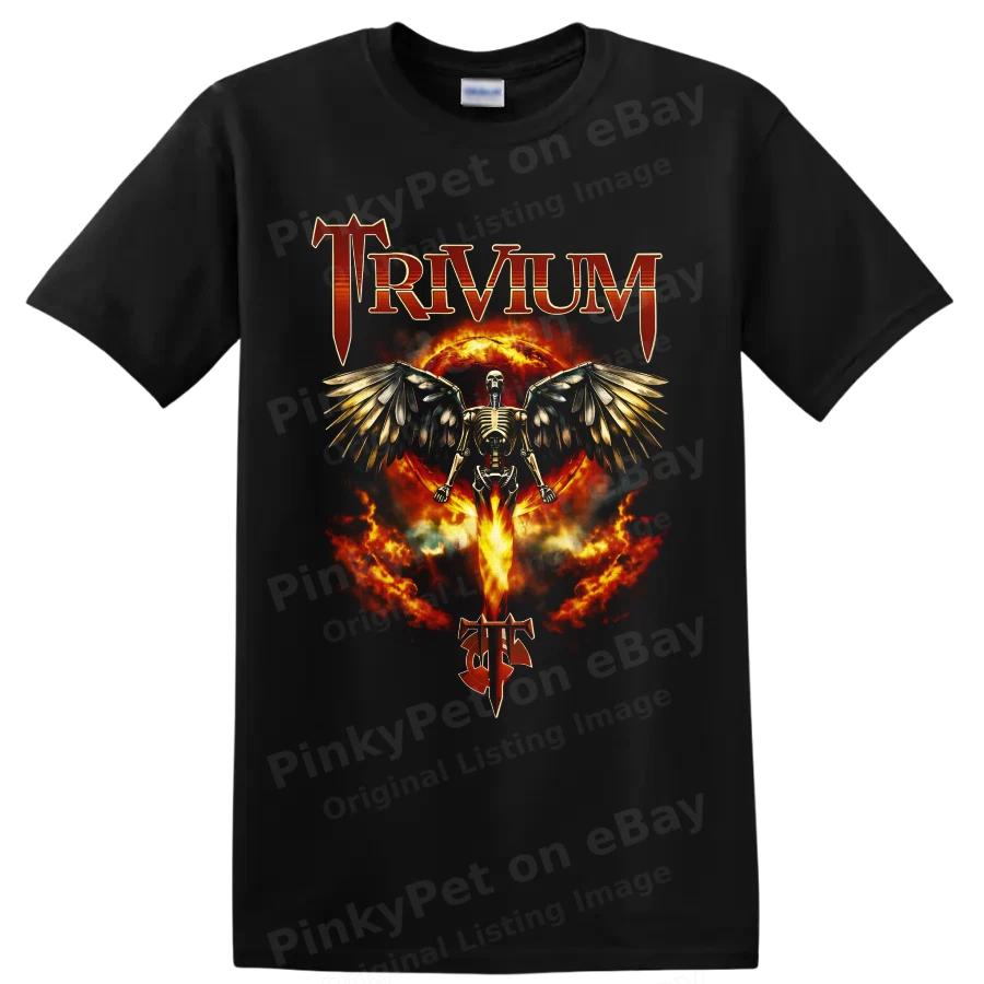 Trivium Winged Skeleton Fire Metal T Shirt Gothic Concert Graphic Artwork Tee