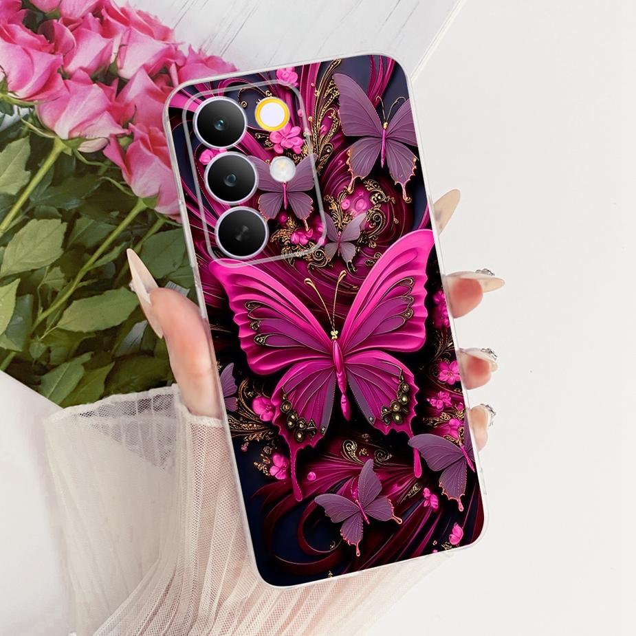 Чехол для Realme C85 Pro Стильные Цветы Бабочка Рисованная Крышка Мягкий Тонкий Чехол для Телефона Для Realme C85 C 85 RealmeC85 Pro 5G Fundas