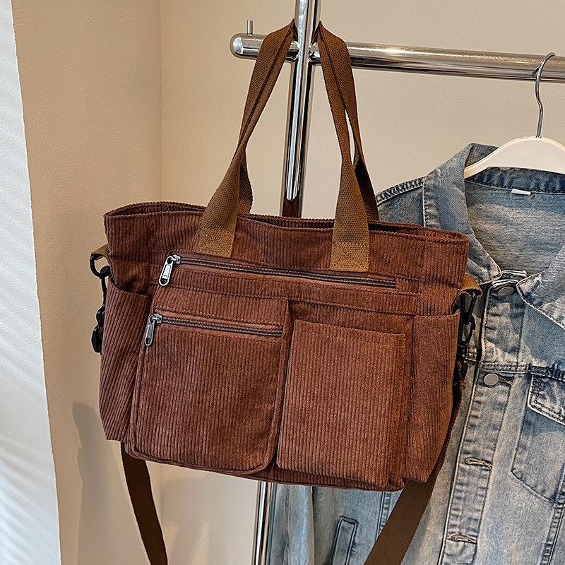 Сумка-тоут женская большой вместимости, сумка-тоут подмышку из вельвета