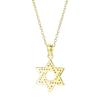 Traditional Hanukkah Star of David Pendant CZ 14K Gold Plated Sterling Bat Mitzvah for Women Teens Necklace Accent, & Silver, &
