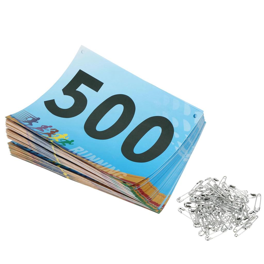 PATIKIL Running Bib Race Competitor Numbers with Safety Pins for and Competitive Multicolor Tear-Resistant Numbers, 7x6", 1-500 Marathons, Sports,