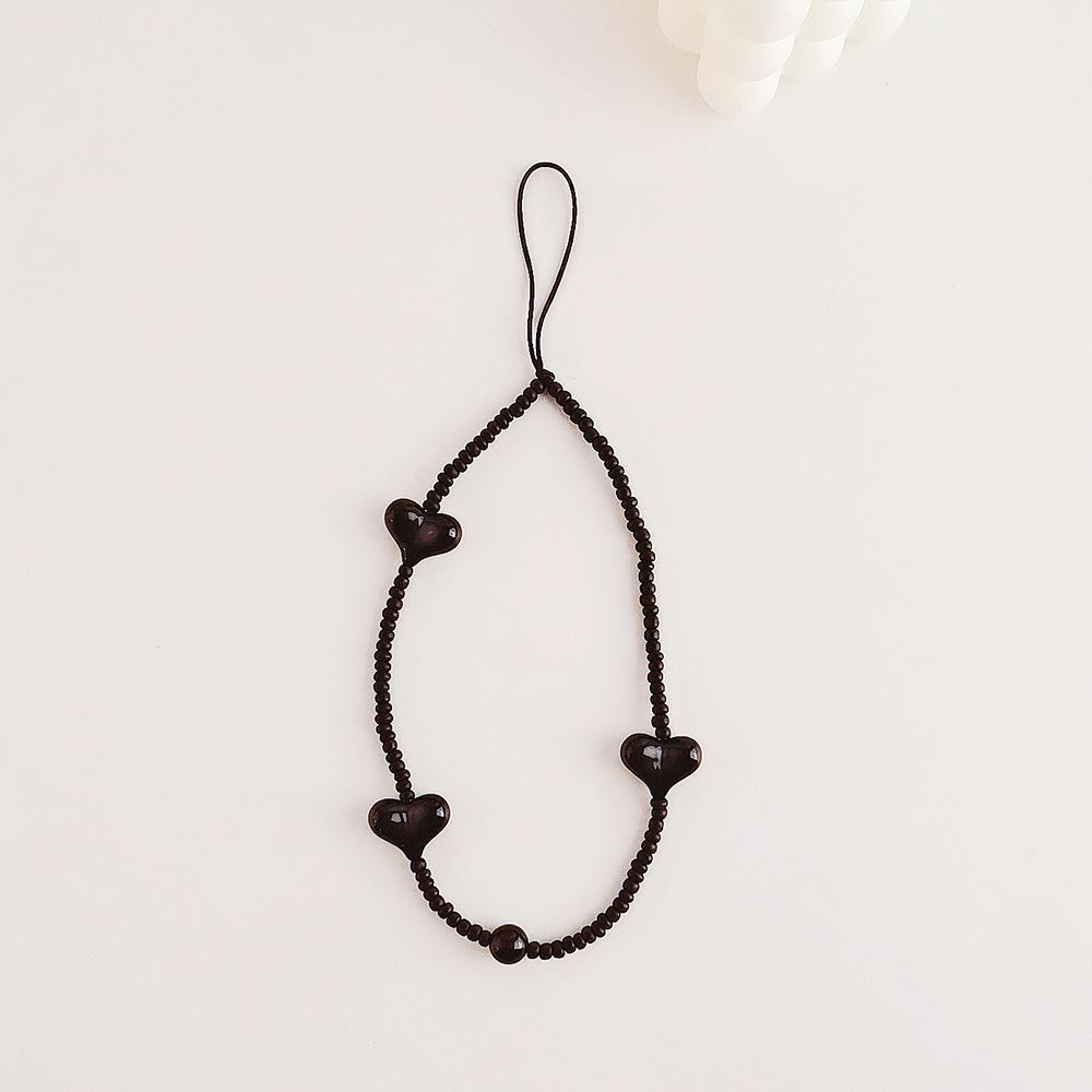 INS wind rice bead chain acrylic love anti-lost hand carry fashion chain short mobile phone chain
