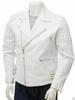 Slim Fit Biker White Men Jacket Pure Leather Casual Classic Genuine Stylish Lambskin