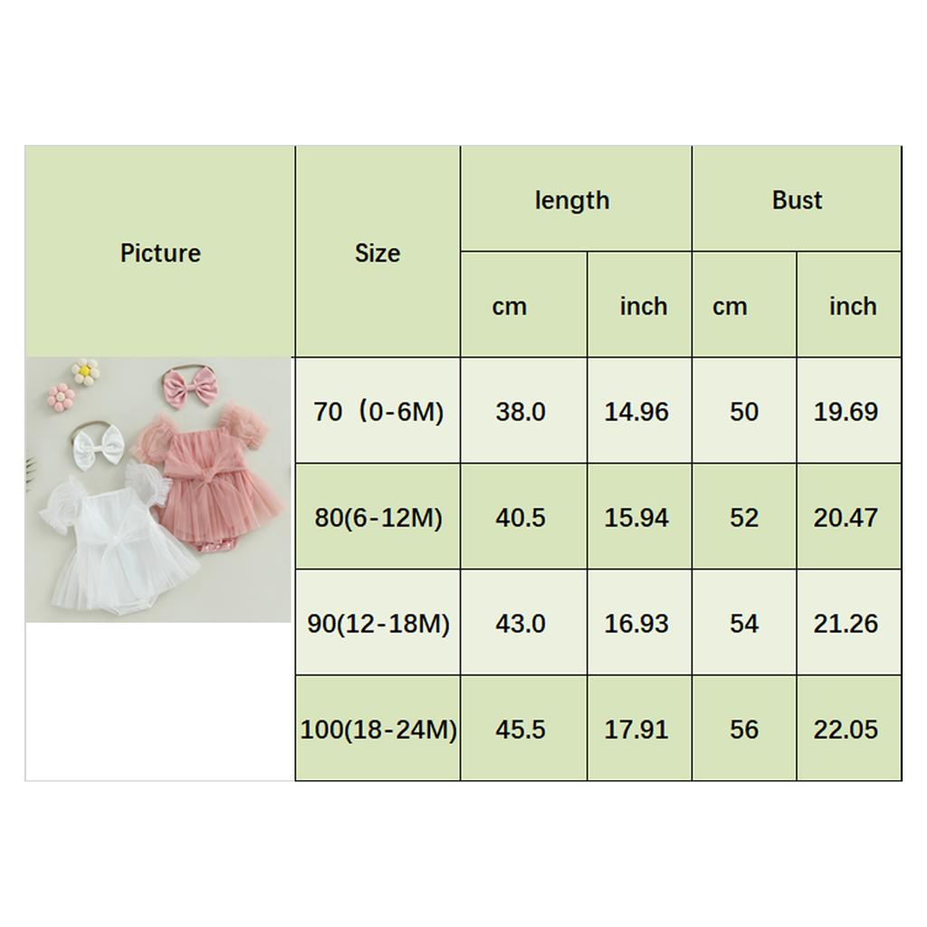 Baby Girl Summer Outfits, Short Sleeve Bow Front Romper Tulle Dress with Headband Set 2Pcs Clothes