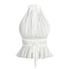 Sleeveless Chiffon Vest Tops Halter Women's Crop Top Simple Lace-up Camisole  Club