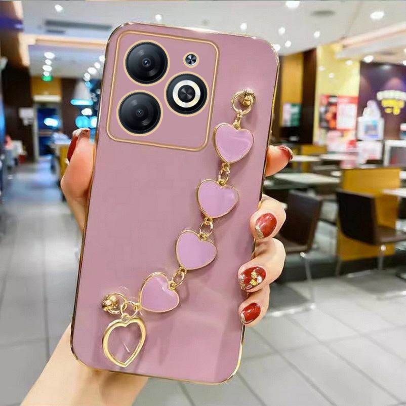 Чехол для телефона с ремешком на запястье для Infinix Hot 40 Pro 40i 30 30i 20 20S 12 Play 11S NFC 11 10 Smart 8 7, мягкий тонкий чехол-браслет