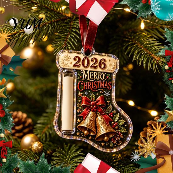 Clear Acrylic Stocking Ornament Shaped Christmas Cash Gift Ornament, Money Holder Hanging Fun Holiday for Colleagues Decor, Xmas Tree Tree,