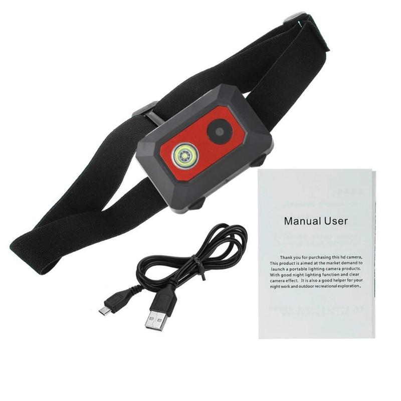 1 Set F18 Head Mounted Camera with Headstrap & Charging Cable for Adventure Outdoor Wearable Video Recording Device
