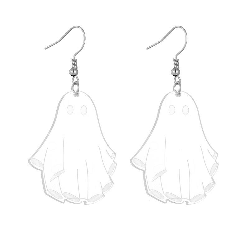 Европейские и американские Хэллоуин Прозрачные акриловые серьги-черепа-призраки Персонализированные серьги-гробы Ужасные серьги-скелеты