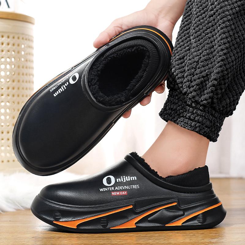 Зимние мужские теплые тапочки Хлопковые тапочки На каблуке Уличные Домашние Теплая обувь Мужские Домашние Тапочки Плюшевые Теплые Тапочки 38-45