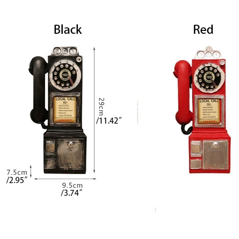 Vintage Telephone Model Wall-Mounted Resin Booth Telephone Figurine Rotary Old-fashioned Telephone Ornament Photography Props
