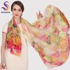 New Spring Autumn Ladies Pure Silk Scarf Winter Accessories Long Design Pink Scarves Wraps Women Digital Injket Sunshade Shawl