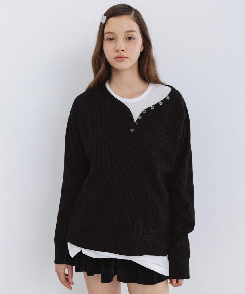 Deotiseu Футболка с пуговицами Boxy Waffle(6color)_Tt5S214