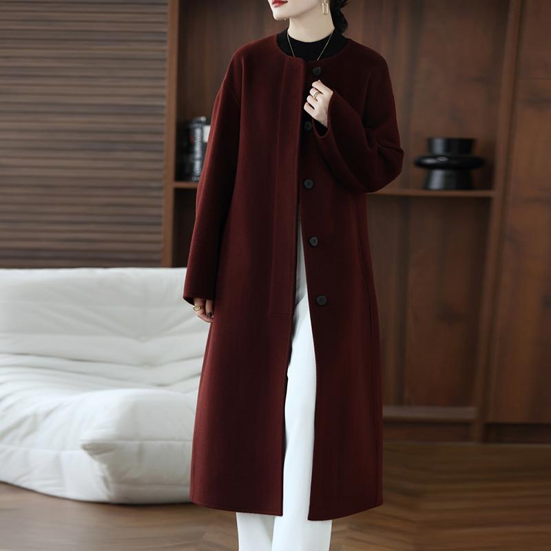 Женское пальто из 100% шерсти TIDENOVEL Осеннее шерстяное длинное пальто Ручной работы Пальто-бушлат Зимняя теплая шерстяная длинная куртка Пальто